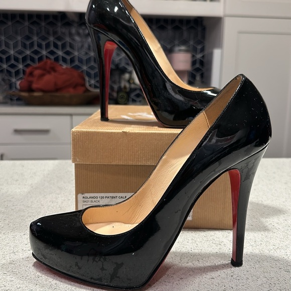Louboutin Rolando 120 Patent Calf BKO1 Black Size 38 - Picture 4 of 4